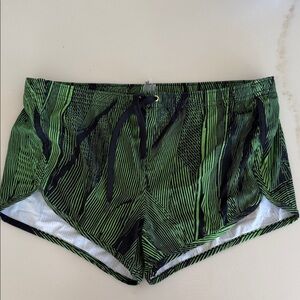 Green Patterned Swim Shorts
